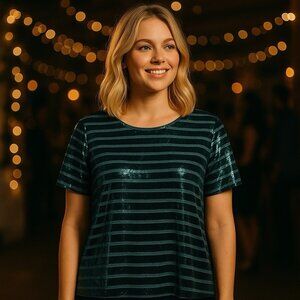 NWOT Anthropologie Sunday In Brooklyn Blue Crushed Velvet Blouse Party Event L